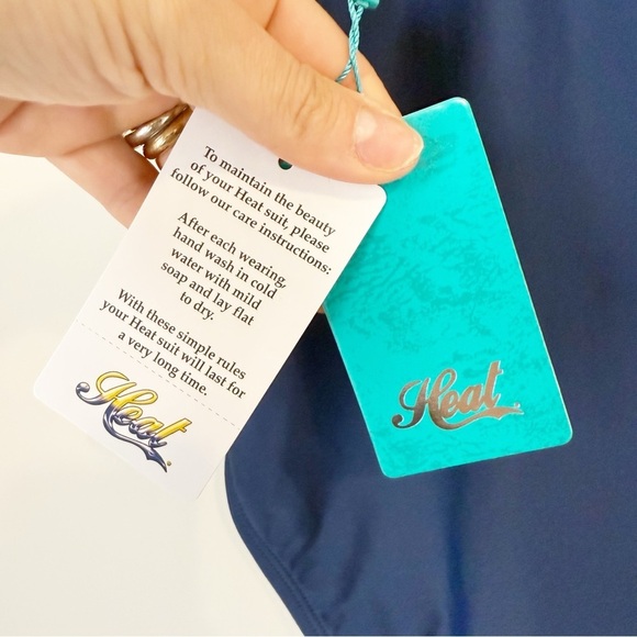 NWT HEAT NAVY MISSY RUCHED FRONT PANEL SIDE ONE PIECE S - Picture 11 of 11